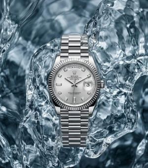 Rolee_x Oyster Perpetual Day Date Diamond Silver-White 40 Battery