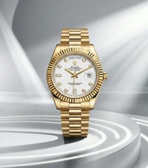 Rolee_x Oyster Perpetual Day Date Diamond Gold-White 40 Battery