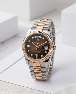 Rolee_x Oyster Perpetual Day Date  Diamond 2Ton-Copper-Brown 40 Battery