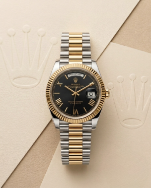 Rolee_x Oyster Perpetual Day Date 40 Battery 2Ton-Gold-Black