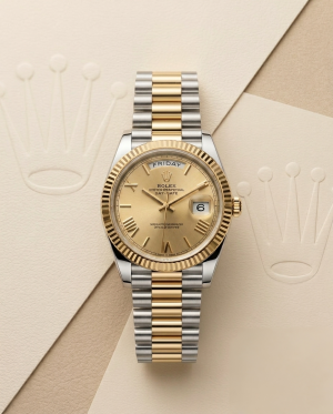 Rolee_x Oyster Perpetual Day Date 40 Battery 2Ton-Gold-Gold