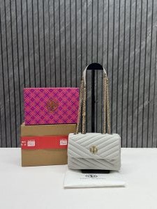 Tory Burcch Gray Kira Small Convertible Quilted Shoulder Bag With Double Box OG Packing