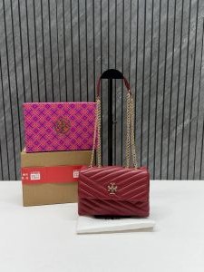 Tory Burcch Red Kira Small Convertible Quilted Shoulder Bag With Double Box OG Packing