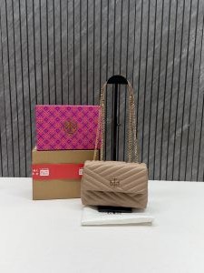 Tory Burcch Khakhi Kira Small Convertible Quilted Shoulder Bag With Double Box OG Packing