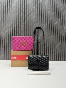 Tory Burcch All Black Kira Small Convertible Quilted Shoulder Bag With Double Box OG Packing