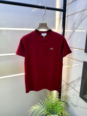 Lacost Maroon Round Neck Embroidery Logo Premium Polo T-shirt F5069-MA