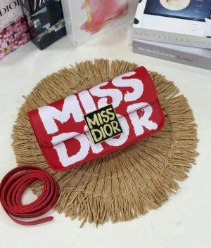 Miss Dioor Luxury Edition Superior Quality Flap Shoulder Bag With OG Box & Dust Bag (Red - 1019)