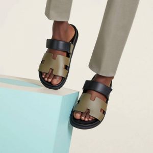 Hermees Chypre Sandal Noir Premium Mens Black Green No Return FIX