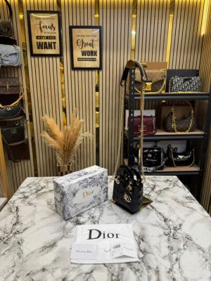 Christian Dio Lady Mini Quilted Cannage With Box And Dust Bag (Black 2811)