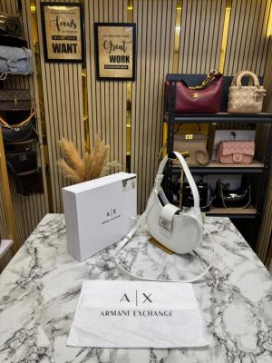 Arma Exchange AX Crescent Moon Shoulder Bag With Box And Dust Bag (White 2346)