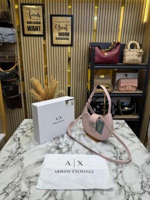 Arma Exchange AX Crescent Moon Shoulder Bag With Box And Dust Bag (Pink-2346)