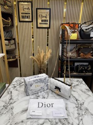 Dioxr Lady D-Joy Style Cannage Lambskin Leather Chain Shoulder Bag (white) (2804)
