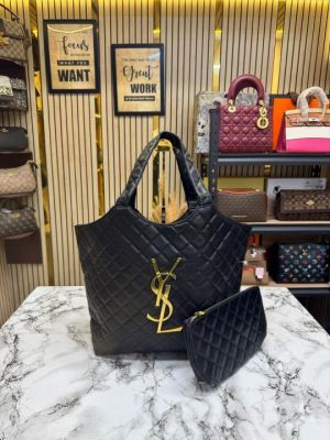Yve_s Sain t Laurent YSL Maxi Tote Bag Wit atching Wallet Includes Dust Bag (Black)