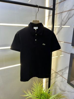 Lacost Black Polo Premium Collar Neck T-shirt F3927-BL