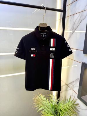 Tomm Hilfige r Black Polo Premium Collar Neck T-shirt F5077-BL
