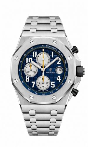 Audemars Pigueat Royal Oak Offshore Chronograph In Silver Navy Blue Dial With And Black Sub-Counters