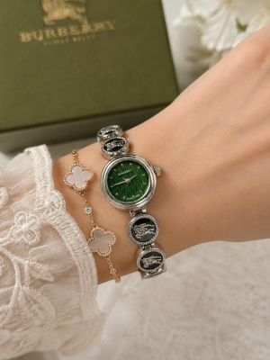 Burbery Women Bracelet Watch Silver Green