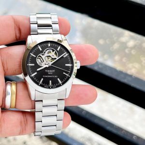 Tissoot Gentleman Powermatic 80 Open Heart Cutout On The Black Dial