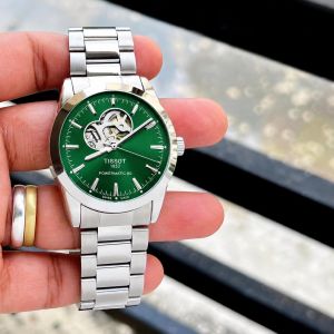 Tissoot Gentleman Powermatic 80 Open Heart Striking Green Dial