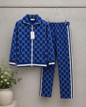 Gucc Premium Imported Monogram Embossed Fabric Tracksuit 711