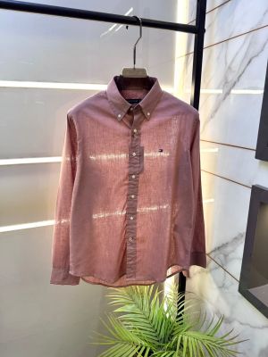 Tomm_Hilfiger Linen Light Pink Embroidery Logo Premium Shirts F3929-LPI