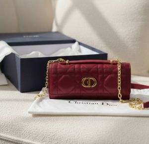 Dioor Caro Top Handle 8822 Maroon Clutch Bag With OriginalBox & DustCover