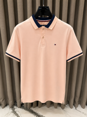 Tommy Chest Logo Polo T shirt Pink