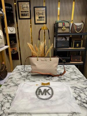 Michael Kor Teagan Large Long Drop Satchel Tote Bag (Beige) F-70198