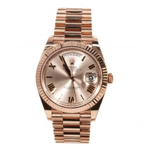 Roleex Day-Date 40 Roman Numerals Everose Gold Sundust Pink Dial