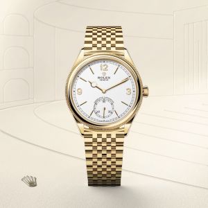 Roleex Perpetual 1908 Yellow Gold Chain White Dial