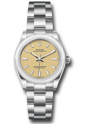 Roleex Oyster Perpetual 41 Silver Chain Beige Dial