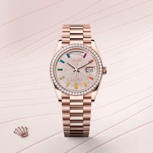 Roleex Day-Date 36 Everose Gold With Diamond-Paved Dial Multicolour