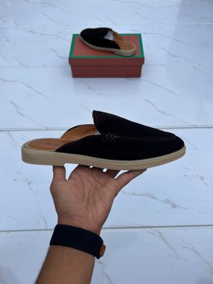 Loro piana  suede mules black