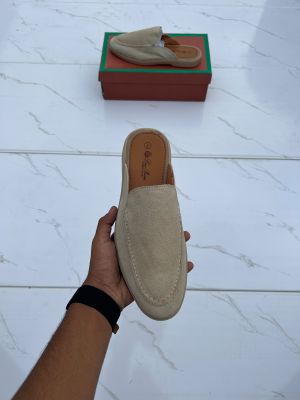 Loro piana suede mules white