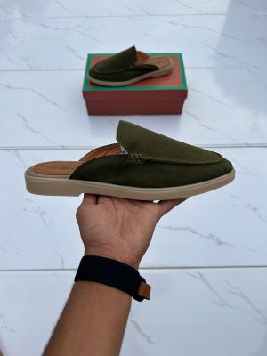Loro piana suede mules green