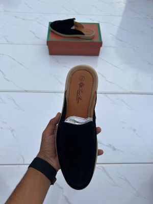 Loro piana suede mules dark brown