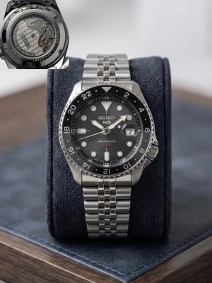 Seiko GMT Quartz Silver Black (Back Open) 382