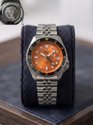 Seiko GMT Quartz Silver Orange (Back Open) 485