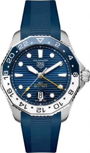 Tag Heueer Aquaracer Professional 300 GMT Blue Rubber Strap with Blue Dial