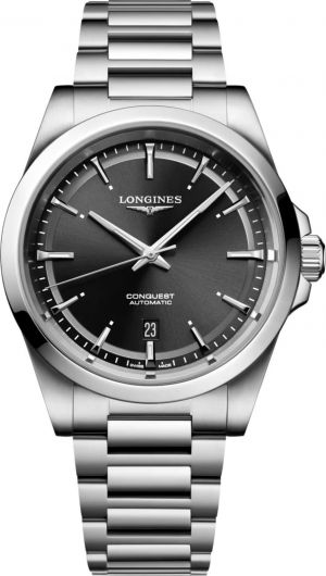 Longinees Conquest Automatic Silver Chain Black Dial