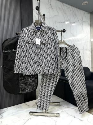 Christian dio White Monogram Design with Jacquard Fabric Premium Tracksuit 3351