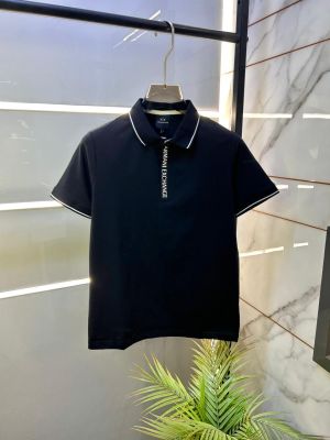 Arma Exchange Black Zipper Polo Premium Collar Neck T shirt F3900-BL