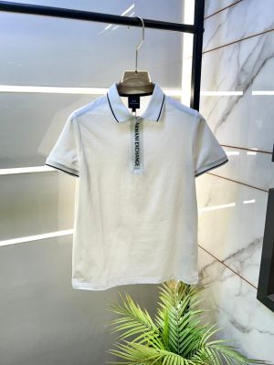 Arma_ Exchange White Zipper Polo Premium Collar Neck T-shirt F3900-WH