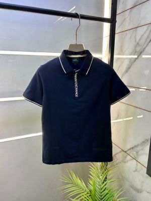 Arma_ Exchange Navy Zipper Polo Premium Collar Neck T-shirt F3900-NY
