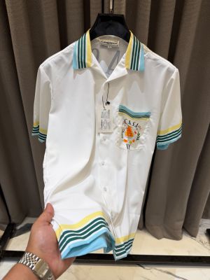 Casablanca Imported Half Sleeves Orange Shirt White