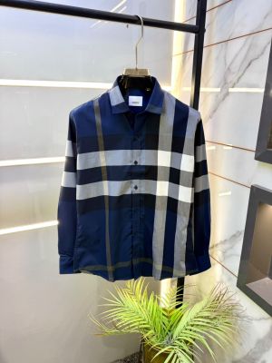 Burberr Blue Premium Checks Shirt With Brand Box Packing and Carry Bag F3521-BU