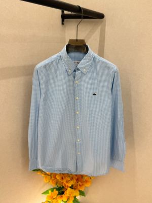 Lacost Sky Micro Checks Embroidery Logo Premium Shirts F3634-SK