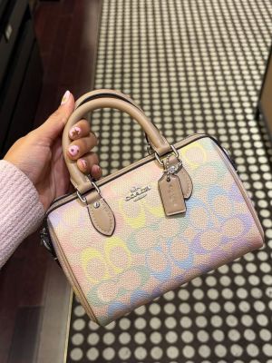 Coacch Mini Rowan Crossbody Bag Rainbow Signature Canvas With OG Box & Dust Cover Ch160 Rainbow