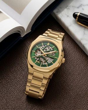 Fossi_il Automatic Skeleton gold green