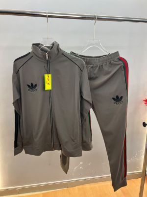 Gucc Premium Imported Monogram Embossed Fabric and Side Tape Tracksuit with Carry Bag 3148